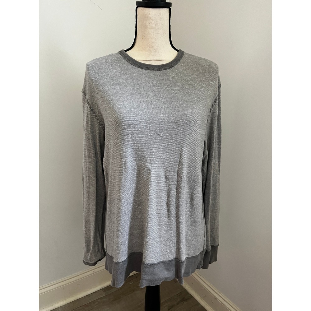 J.Crew Grey Striped Vintage Thermal Shirt Medium Cotton Gorpcore Soft Minimalist
